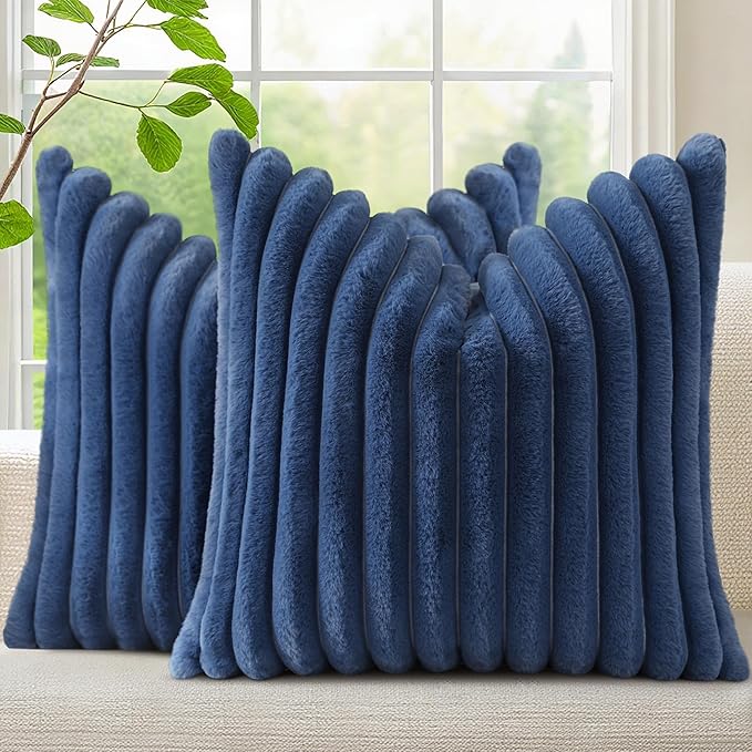 decorUhome Cozy Faux Fur Throw Pillow Covers 20x20 Set of 2 Decorative Soft by decorUhome