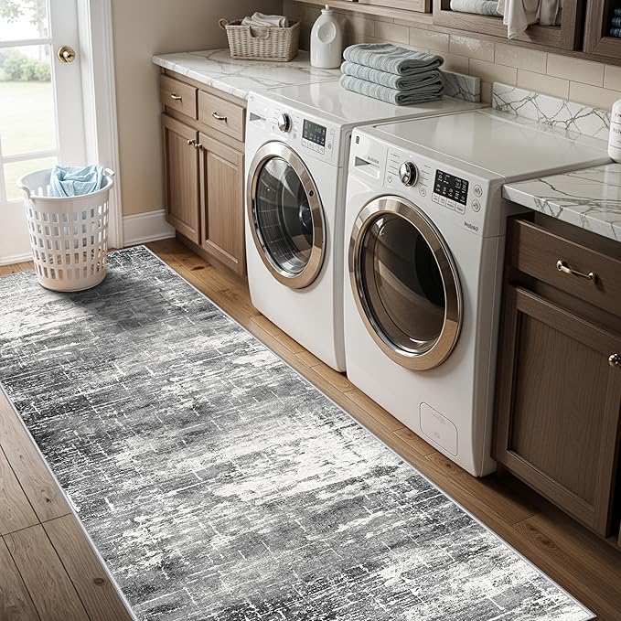 Washable 2x5 Kitchen Area Rug: Non-Slip Abstract Water-Resistant Entryway Rug - Image 5