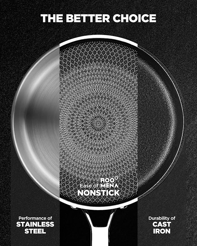 Pots and Pans Set Hybrid Stainless Steel, Dishwasher & Oven Safe, Metal Utensil - Image 6