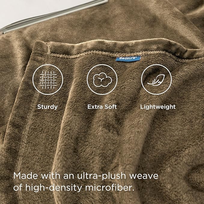 Bedsure GentleSoft Fleece Blanket Twin Size Camel - Image 4