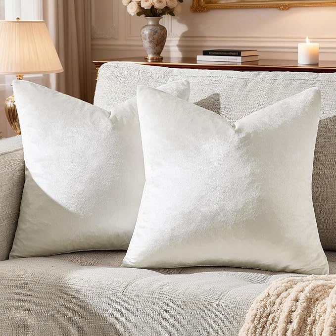 GIGIZAZA Beige Pillow Covers 22x22: Pack of 2 Throw Pillows Soft Solid Covers by GIGIZAZAFocusingonhomedecoration
