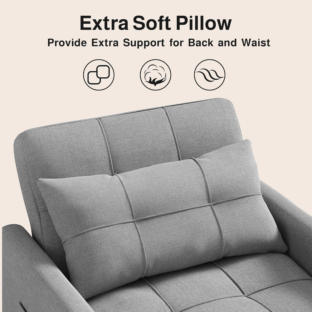Ahomly Sleeper Sofa Chair Bed, Convertible Sofa Chair 3-in-1, Gray