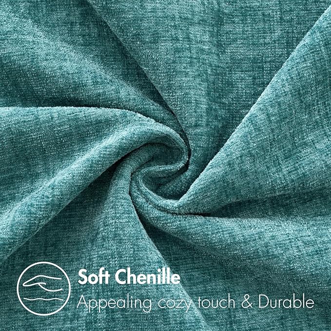 MIULEE Pack of 2 Teal Throw Pillow Covers 16x16 Inch Soft Chenille Pillow Covers - Image 2