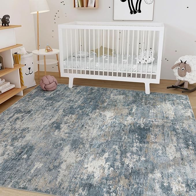 Nakagishi 9x12 Area Rugs Living Room: Washable Abstract Large Neutral Soft Rug - Image 7