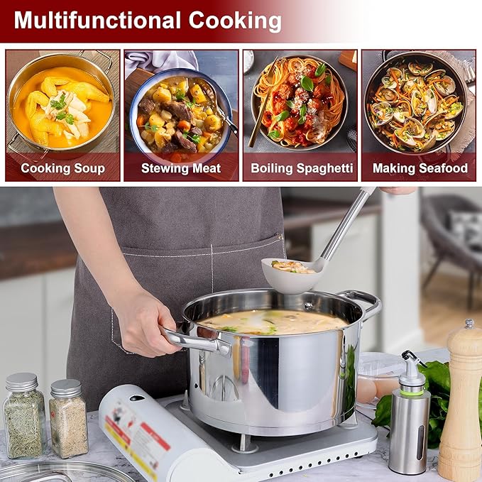 LIANYU 6 QT Stainless Steel Stock Pot, Kitchen Tri-ply Base Cooking Soup Pot - Image 5