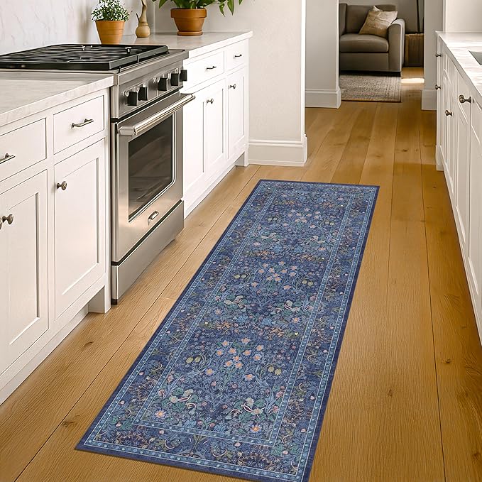 Hazo Haus Non Slip 2x6 Dark Blue Kitchen Runner Rug by HazoHaus