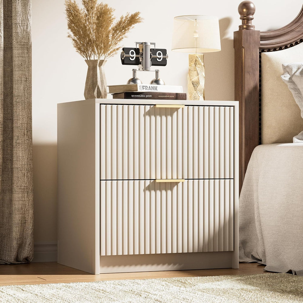 3 Piece Modern Bedroom Set, 6 Drawer Dresser with 2 Nightstands, Beige
