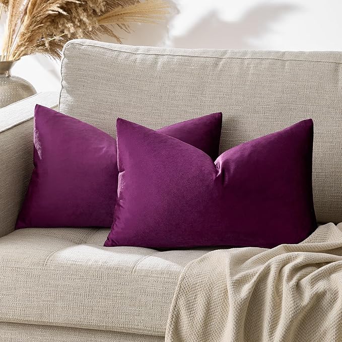 GIGIZAZA Purple 12x20 Lumbar Velvet Decorative Throw Pillow Covers - Image 5