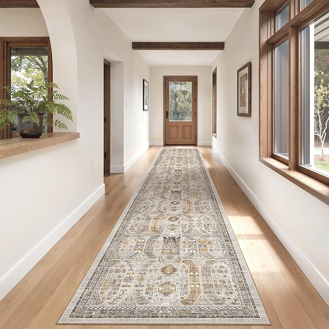 Madane Hallway Runner Rug 2'6''x14' Kitchen Runner, Non Slip Vintage Runners - Image 4