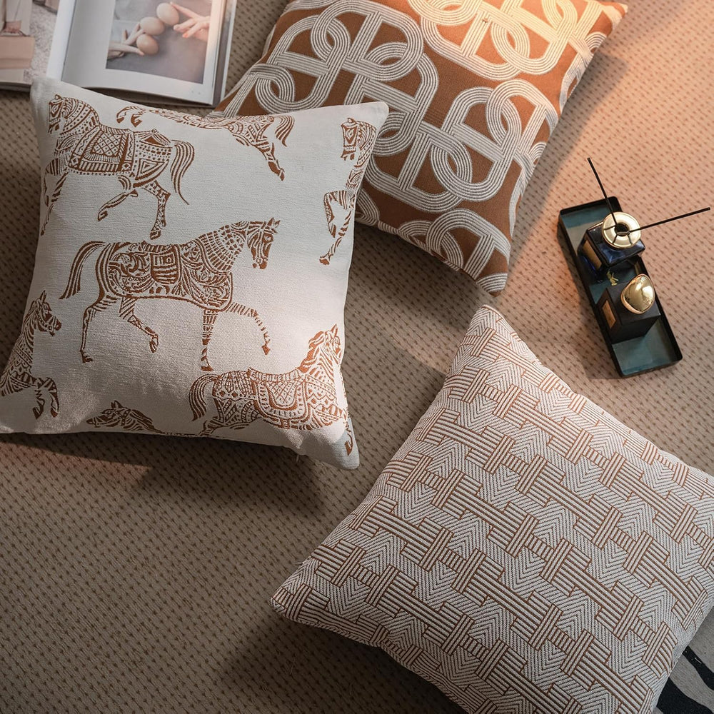 Croker Horse 22x22'' Inches Throw Pillow Cushion Cover - Orange Pig N...
