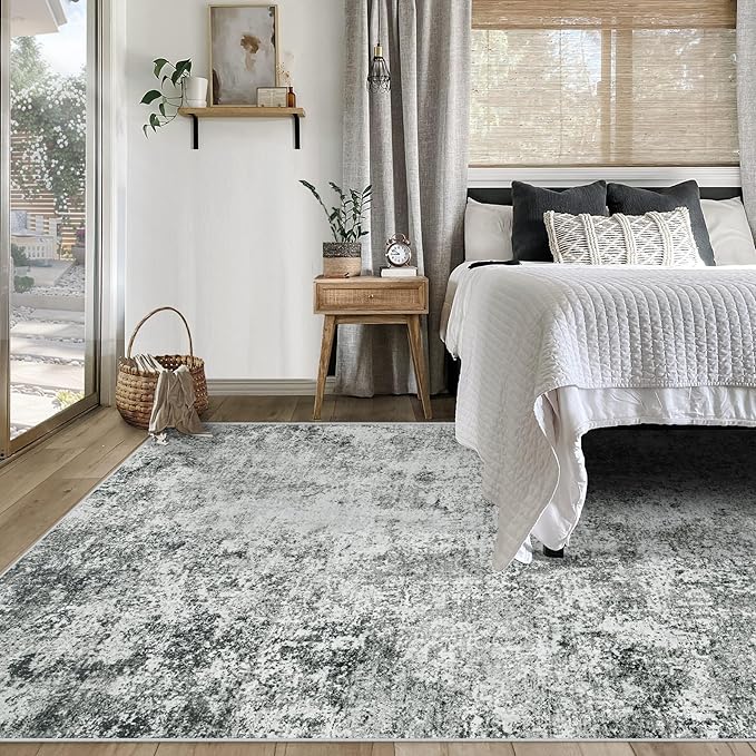 5x7 Area Rugs for Living Room, Washable Modern Abstract Large Area Rug Neutral - Image 4
