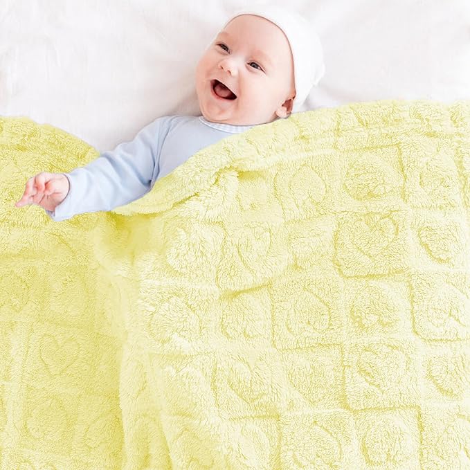 Yurhap Fleece Baby Blanket Heart Checkered Blanket, Ultra Soft Cozy Baby - Image 3