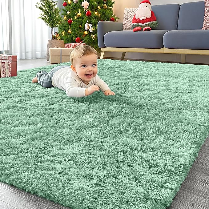 OLANLY Area Rugs for Living Room Bedroom, Machine Washable 4x5.9 ft Soft Fluffy by OLANLY