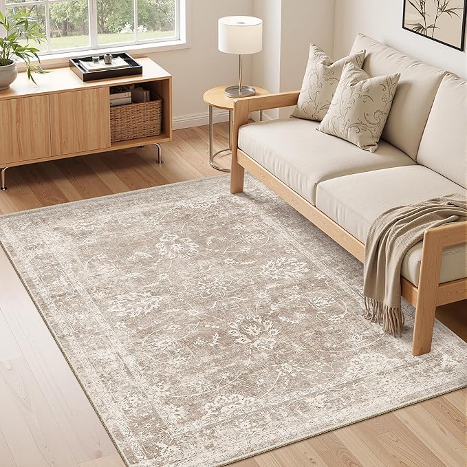Madane Washable Area Rug 4x6, Low Pile Stain Resistant Vintage Area Rugs - Image 2