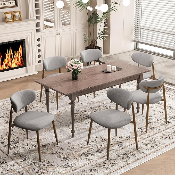 Dining Chairs Set of 4, Curved Back Kitchen Room Chairs with Metal Legs and A...