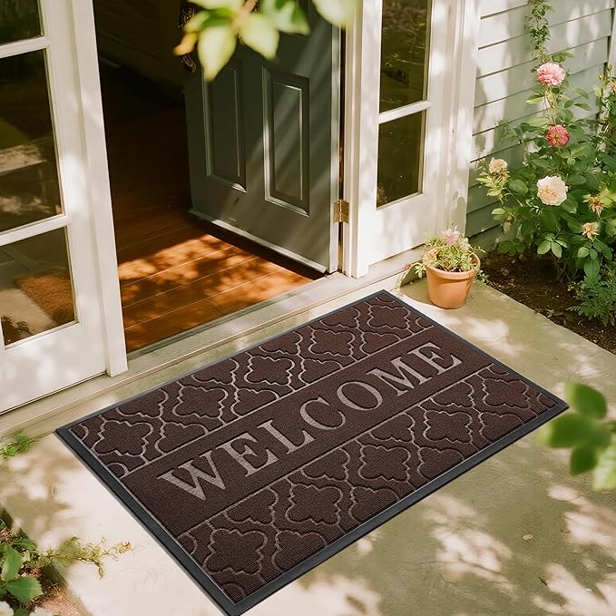 Yimobra Welcome Mat Outdoor Indoor, All-Season Waterproof Front Door Mat by Yimobra