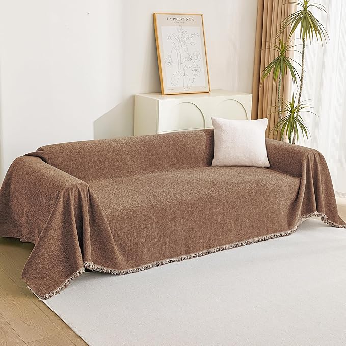 MYSKY HOME Boho Couch Cover Camel Sofa Covers - Image 8