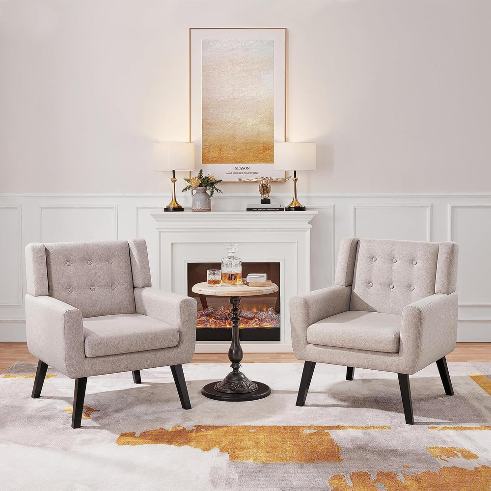 Yaheetech Accent Chair, Living Room Chair, Mid-Century Modern Vibe, Beige