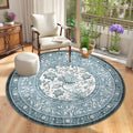 GarveeHome Misty Blue Botanical Grove 6ft Round Rug, Small Circle Vintage by GarveeHome