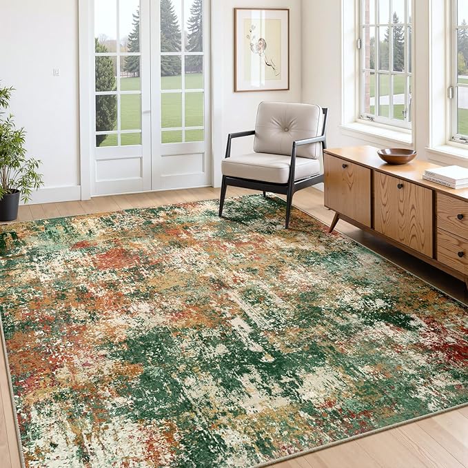Washable Area Rugs 4'x6' Non-Slip Modern Abstract Soft by RELEANY
