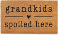 Grandkids Spoiled Here Door Mat 30x17 Inch, Coir Welcome Mat Front Doormat | Natural Coco Fibers, Dirt Scraper, Pvc Backing, Covered Porch Farmhouse Decor, Warm Welcome Everyday Use, Grandparents Gift