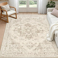 5x7 Area Rugs for Living Room: Vintage Boho Neutral Washable Rug Indoor Soft by Luxturiy