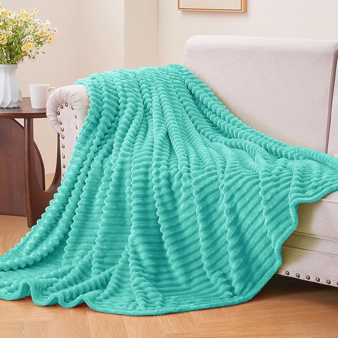 BEDELITE Fleece Throw Blanket for Couch – 3D Ribbed Jacquard Soft and Warm - Image 2