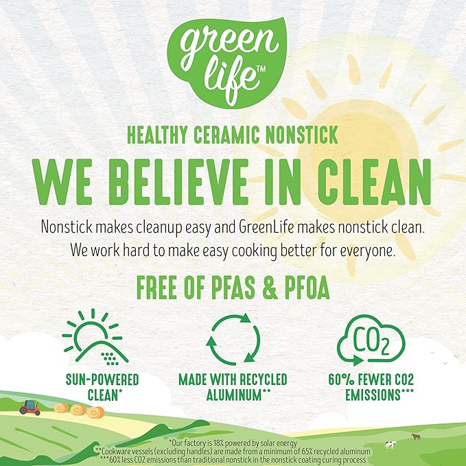 GreenLife Soft Grip Healthy Ceramic Nonstick 18 Piece Kitchen Cookware Pots and - Image 8