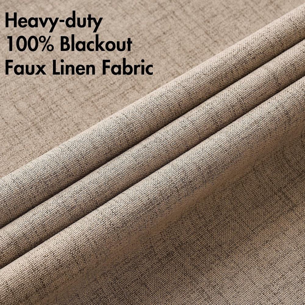 MIULEE 100% Blackout Linen Curtains for Bedroom 52x84 Inches Copper Brown