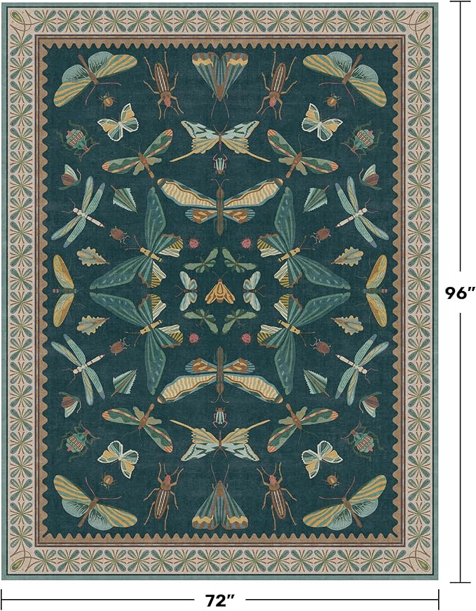 Vintage Teal Area Rugs for Living Room 6x8 - Image 2