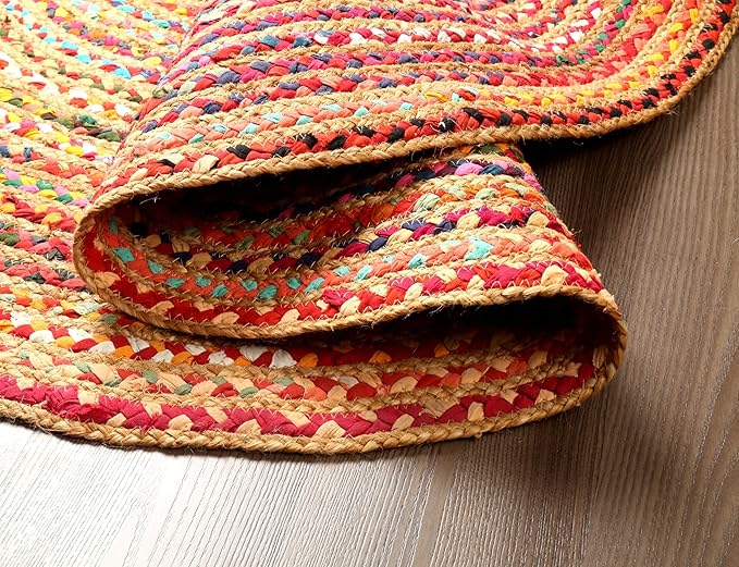 Hausattire Bohemian Braided Rug 3' Round - Image 5