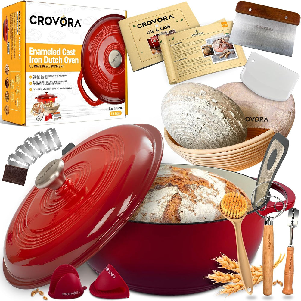 Crovora 6 QT Enameled Cast Iron Dutch Oven