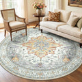 RELEANY Area Rugs 6ft Washable Non-Slip, Floral Vintage Distress Print Pattern by RELEANY