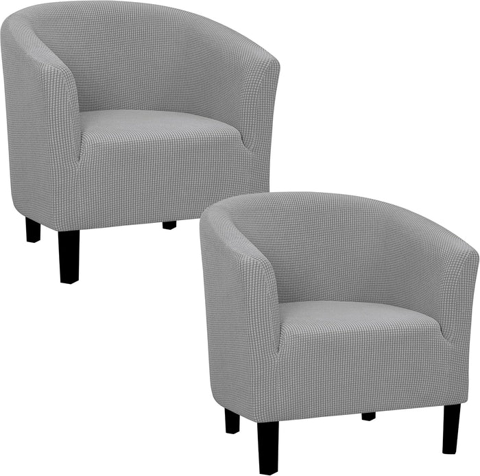 Easy-Going Stretch Club Armchair Slipcover 2 Pieces Barrel Tub Sofa Cover Furniture Protector Jacquard Couch Cover (Light Gray, 2 Pack)