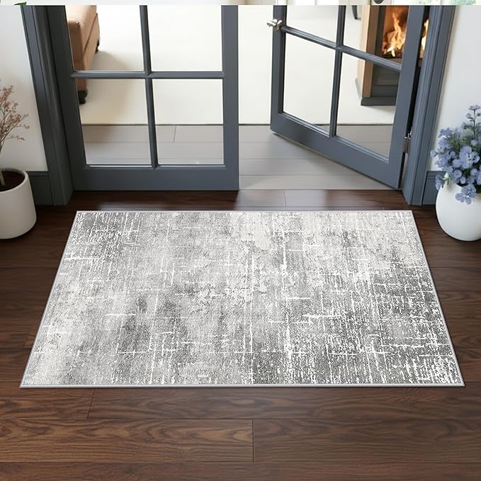 Washable 2x4 Entryway Area Rugs: Non-Slip Abstract Water Resistant Kitchen Rug by HYHAOYUNLAI