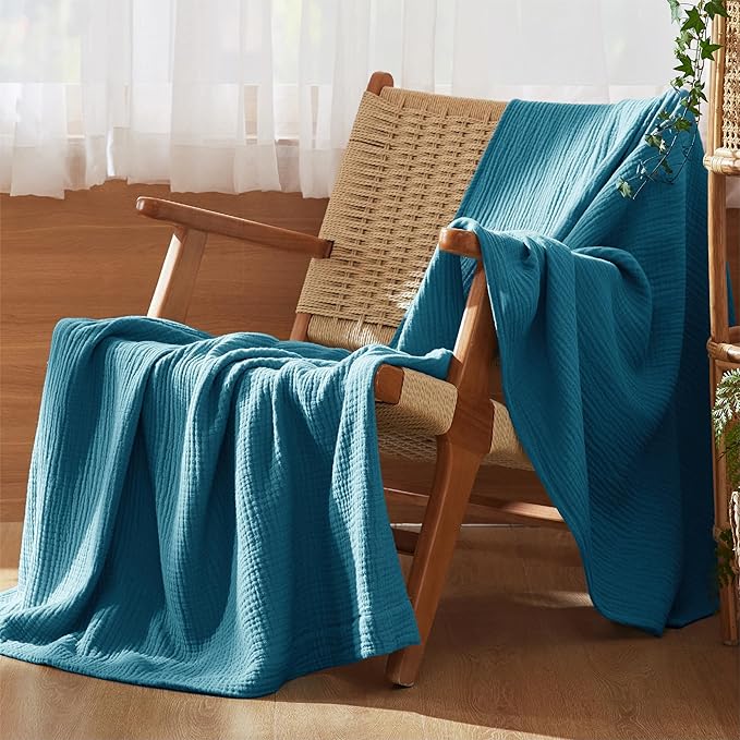 Bedsure 100% Cotton Muslin Throw Blanket Large 50x70 Inches - Image 5