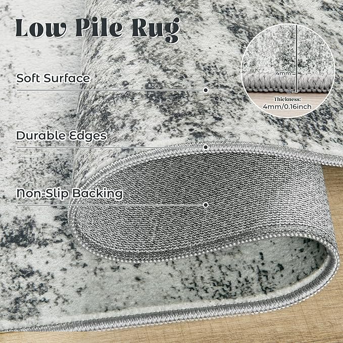 5x7 Area Rugs for Living Room, Washable Modern Abstract Large Area Rug Neutral - Image 7