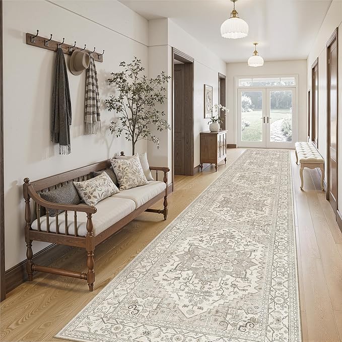 Madane Hallway Runner Rug 2'6''x14', Non Slip Vintage Runners - Image 4