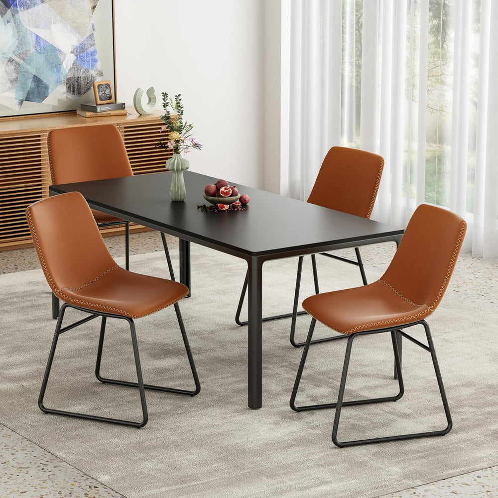 Soohow Mid-Century Modern Dining Chairs Set of 4, Faux Leather Upholstered Ki...