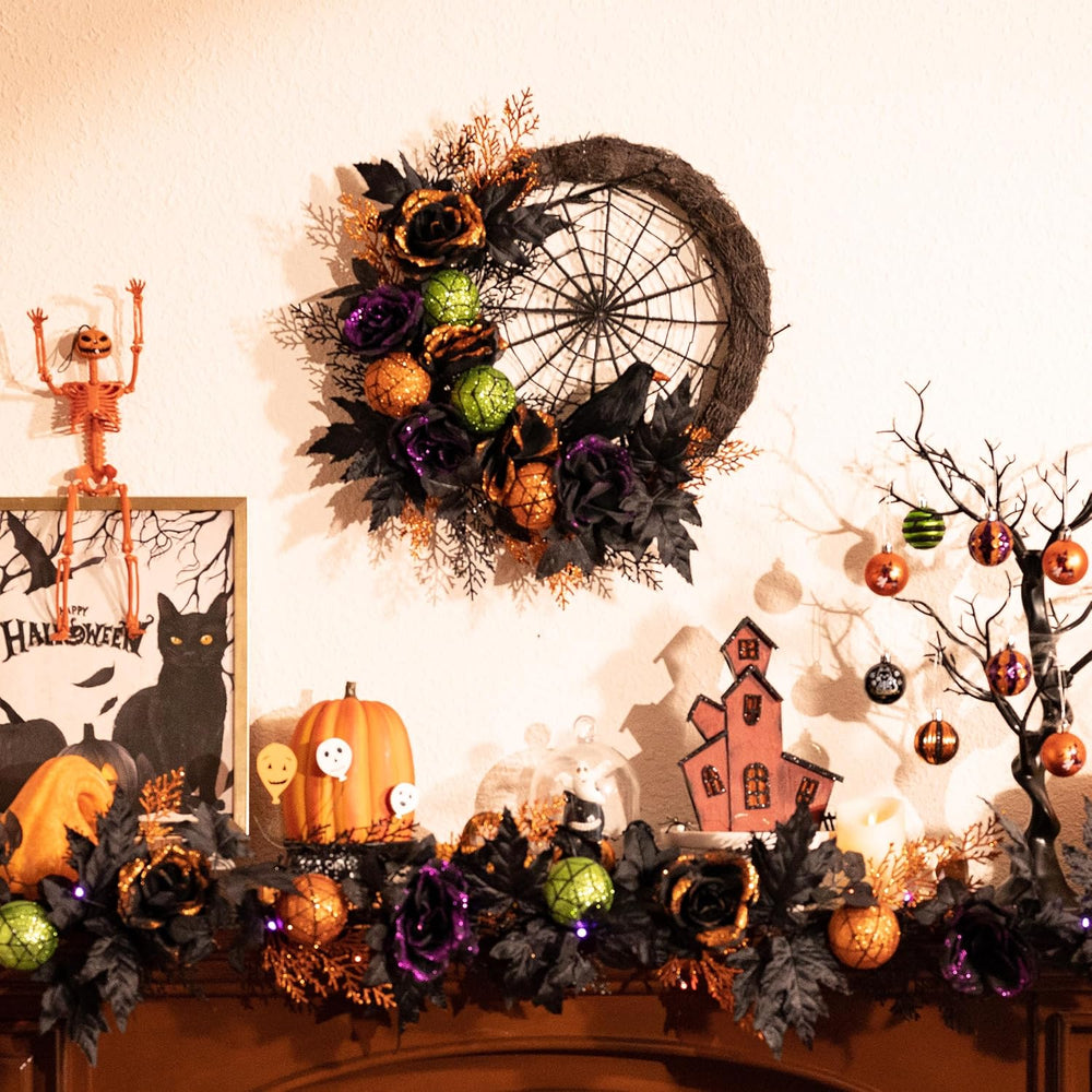 Valery Madelyn 24" Pre-Lit Halloween Wreath for Front Door Decor