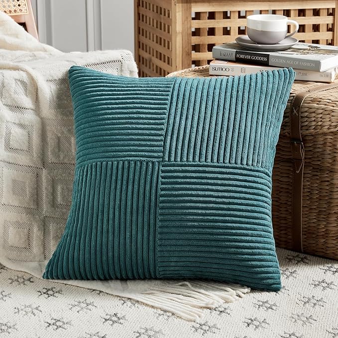 Fancy Homi 2 Packs Teal Decorative Throw Pillow Covers 16x16 Inch - Image 2