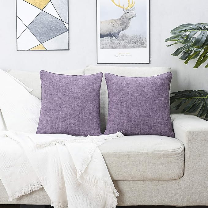 HPUK Linen Throw Pillow Covers Pack of 2, 18x18 Inch Accent Cushion Covers - Image 2