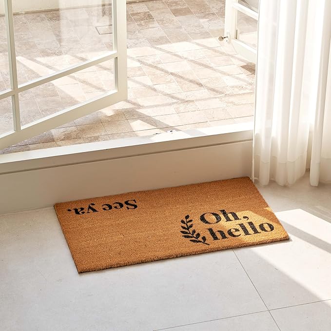 KANKUN Coco Coir Door Mat with Heavy Duty Backing, Welcome Doormat, Doormat - Image 2
