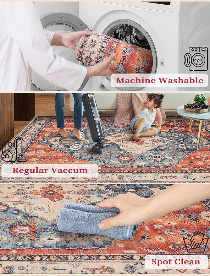 SERISSA Boho Washable Runner Rug, 2x5 Rug Non-Slip Tribal Hallway Kitchen - Image 2