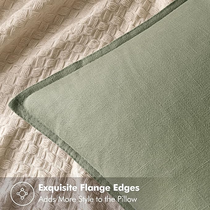 MIULEE Decorative Linen Euro Sham Pillow Covers 24x24 Sage Green ​Boho - Image 2