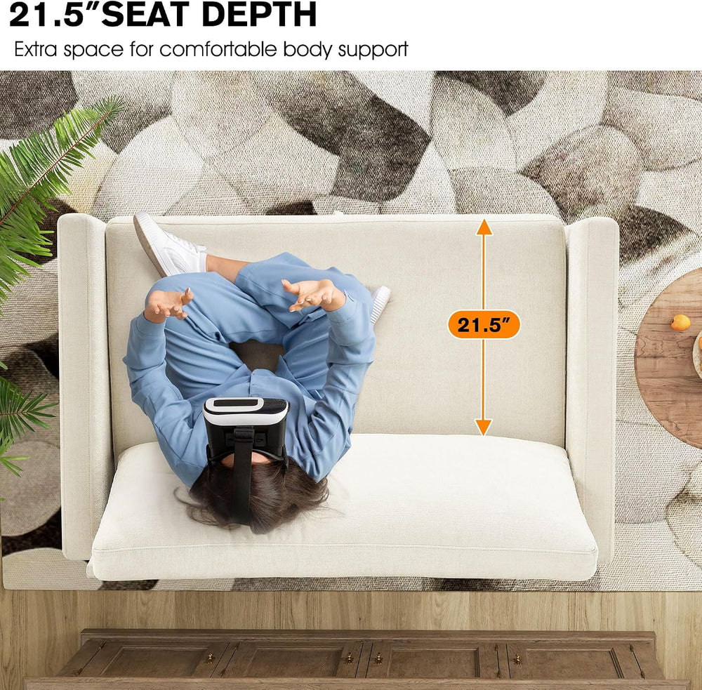 51" Loveseat Sleeper Sofa Bed, Chenille Convertible Floor Sofa Bed for S...