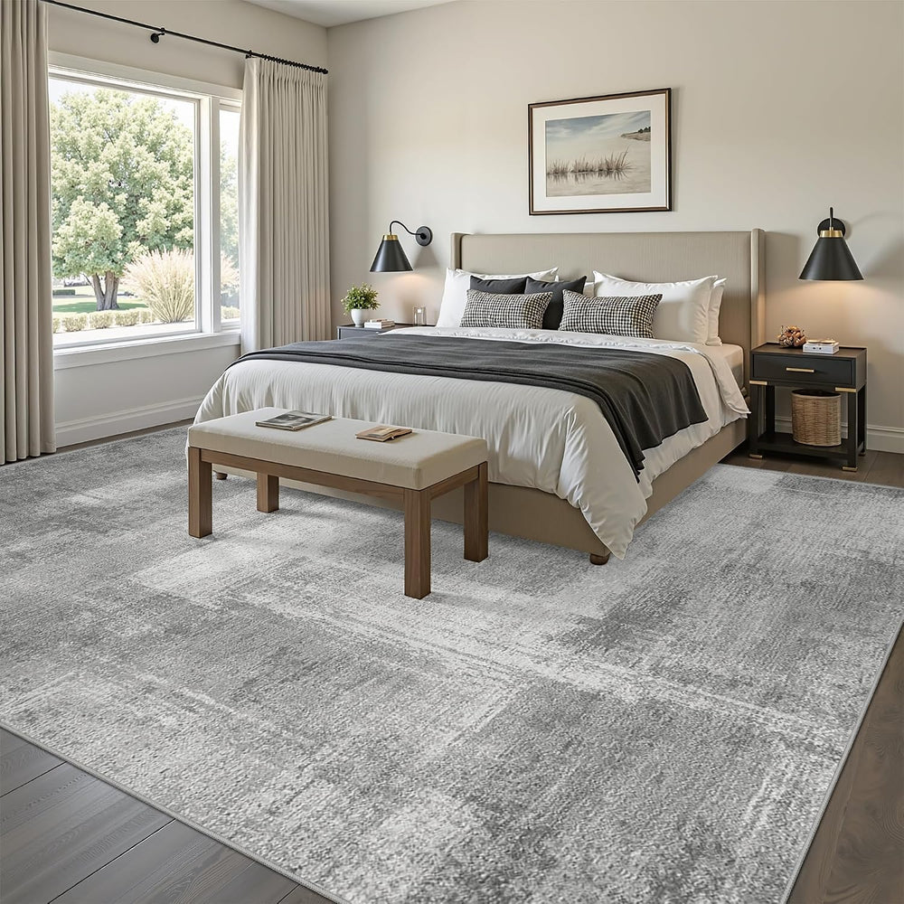 zesthome Washable Rug 8x10, Neutral Abstract Rugs for Living Room Grey