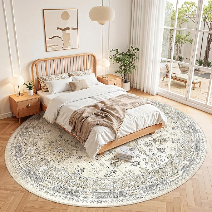 zesthome 8ft Round Rugs for Living Room, Non-Slip Washable Round Area Rugs - Image 8