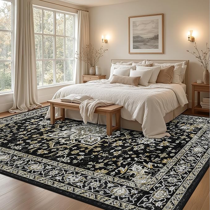 Area Rugs 9x12 Living Room Rug: Washable Rug Soft Vintage Boho Medallion Carpet - Image 4