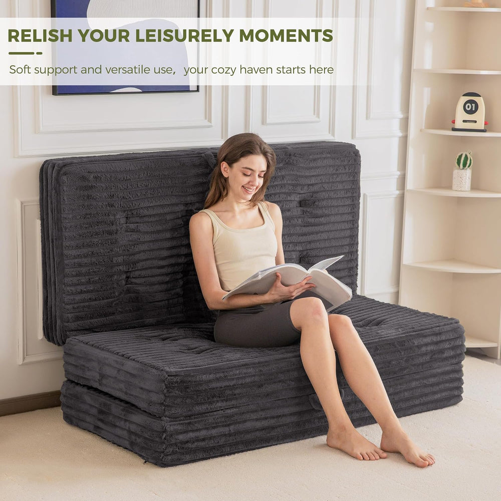 MAXYOYO Folding Sofa Couch Bed, 6 Inch Tri-Fold Floor Sofa Bed, Folding Mattr...